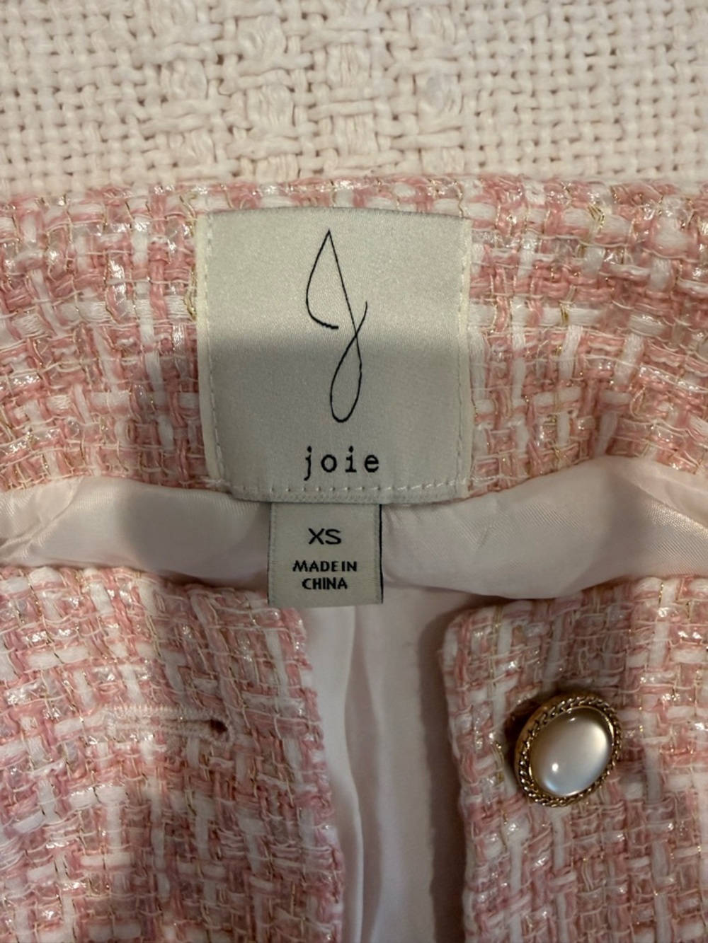 Joie Pink Tweed Cropped Blazer - Picture 2 of 2